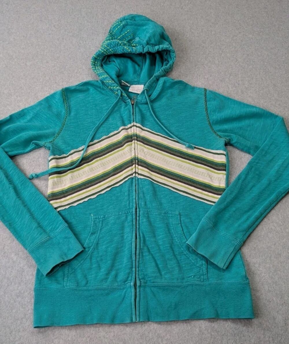 Y2K ONeill Full Zip Hoodie Striped M Sweatshirt Embroidered Logo Skater Grunge